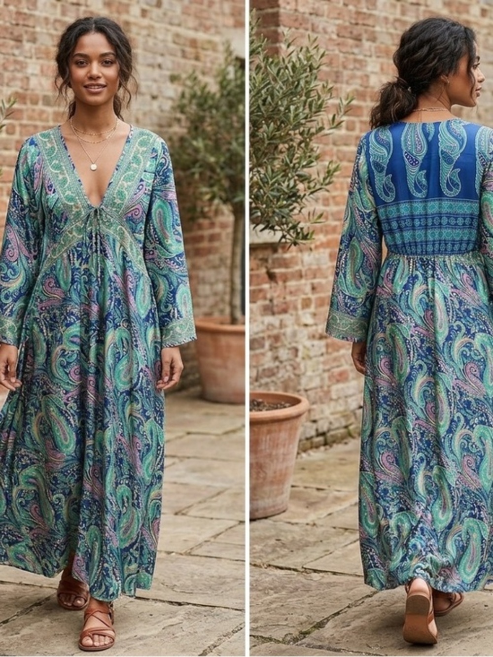 Sacred Theeads Paisley Print Maxi Dress, Size OS. NWT